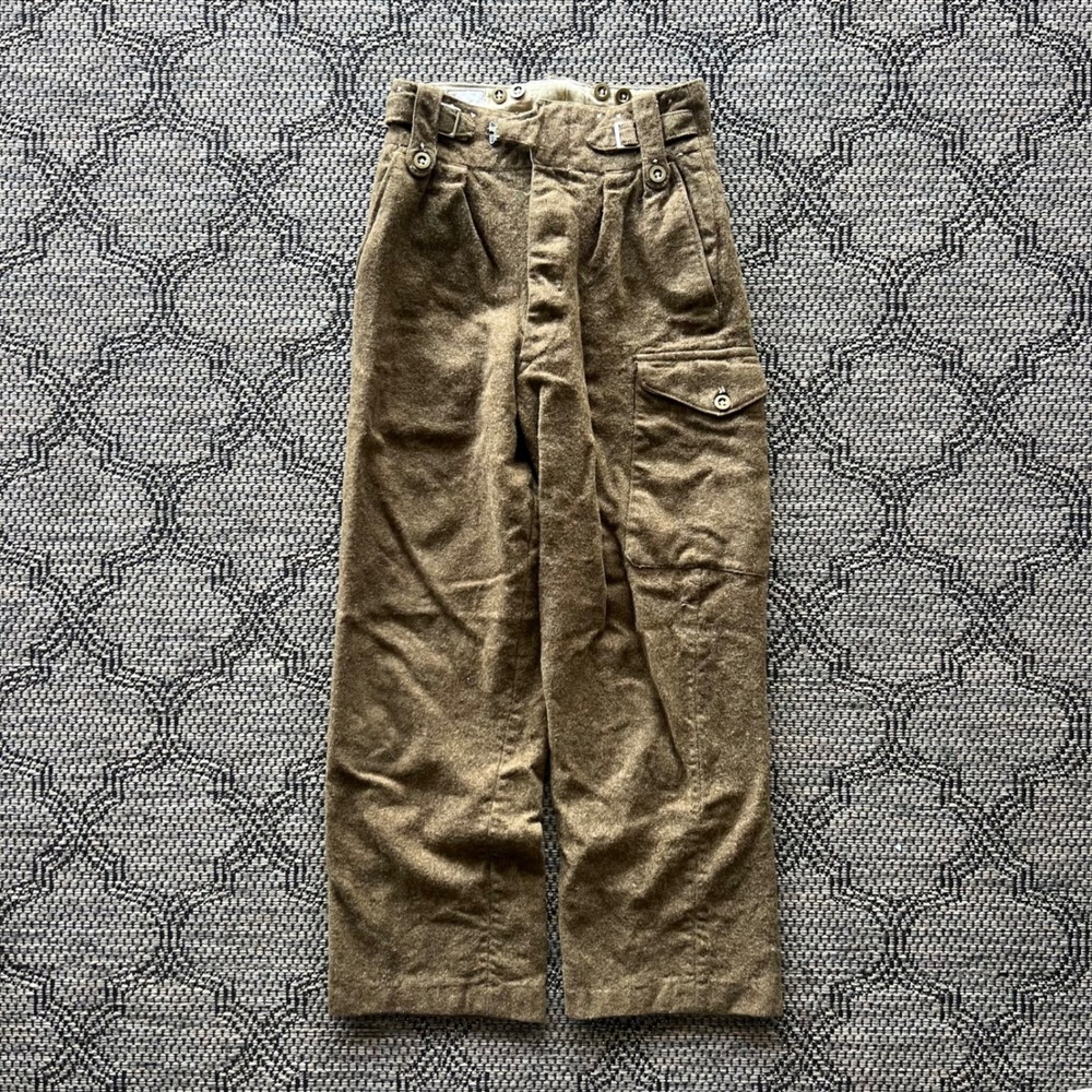 Vintage Military Trousers Mens 28 Brown Wool British Battledress Cargo 1956
